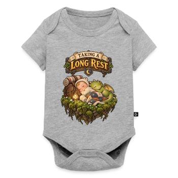 Taking a Long Rest – Baby & Drache RPG Humor - Baby Premium Kurzarmbody - Grau meliert - Vorne