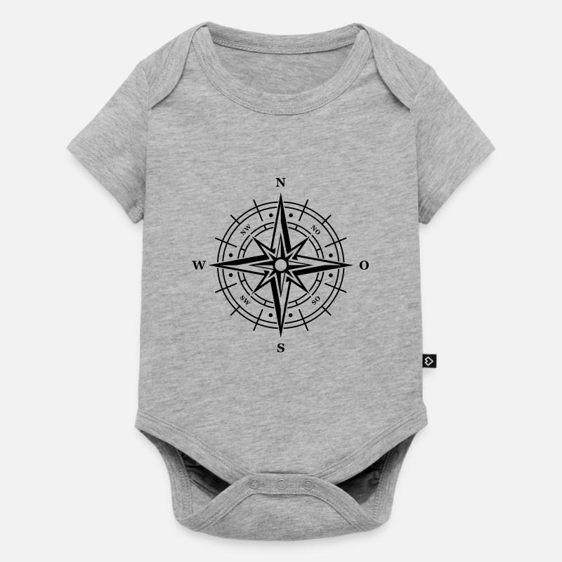 kompass symbol - Baby Premium Kurzarmbody - Grau meliert