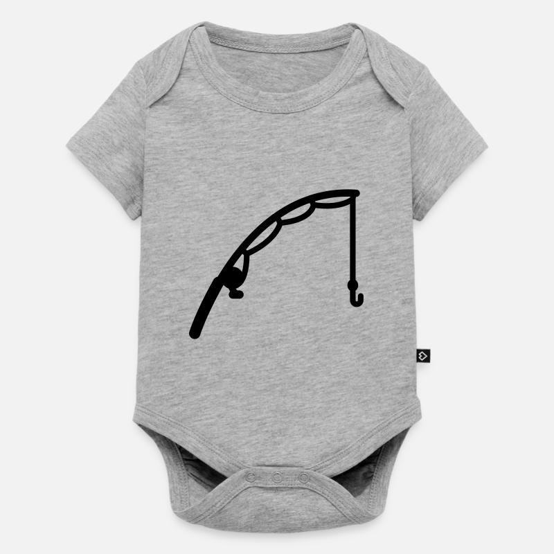 Icône de pêche à la canne à pêche - Body à manches courtes Premium Bébé - gris chiné