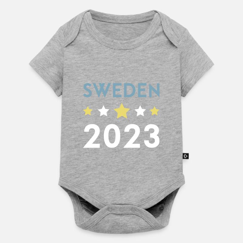 Suède 2023 Couronne - Body à manches courtes Premium Bébé - gris chiné