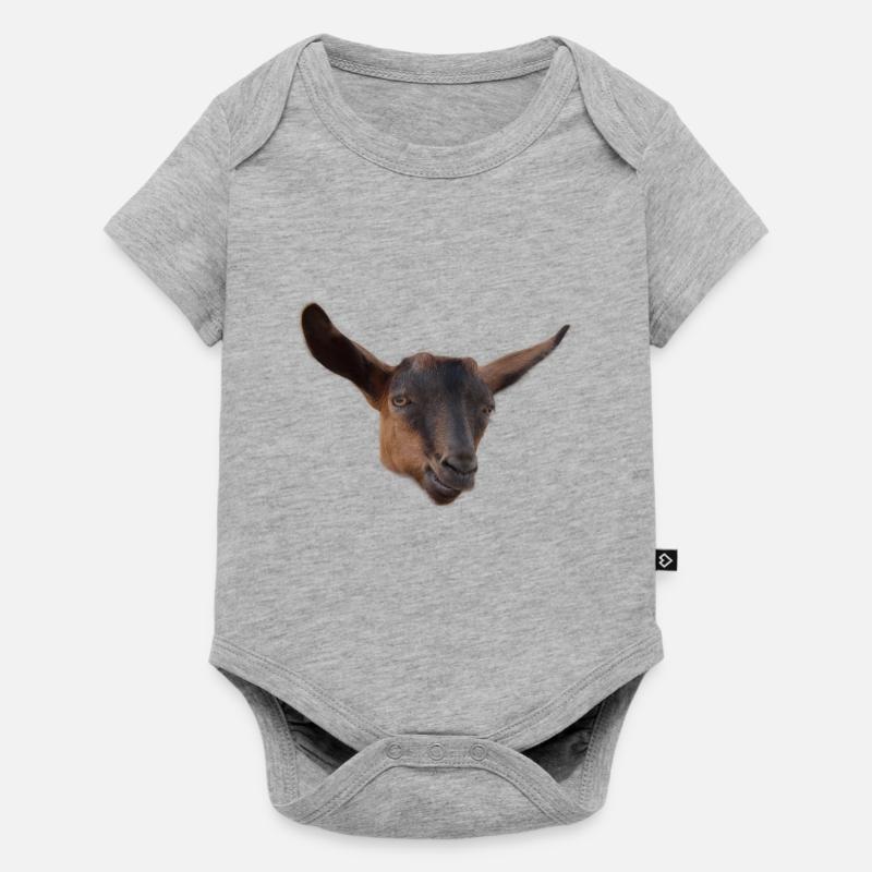 Drôle de tête de chèvre bouc - Body à manches courtes Premium Bébé - gris chiné