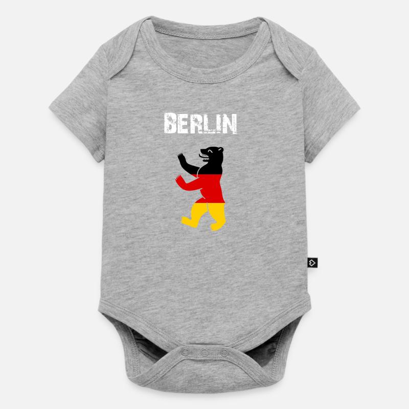 City-Design Berlin Bear 4Msh - Body à manches courtes Premium Bébé - gris chiné