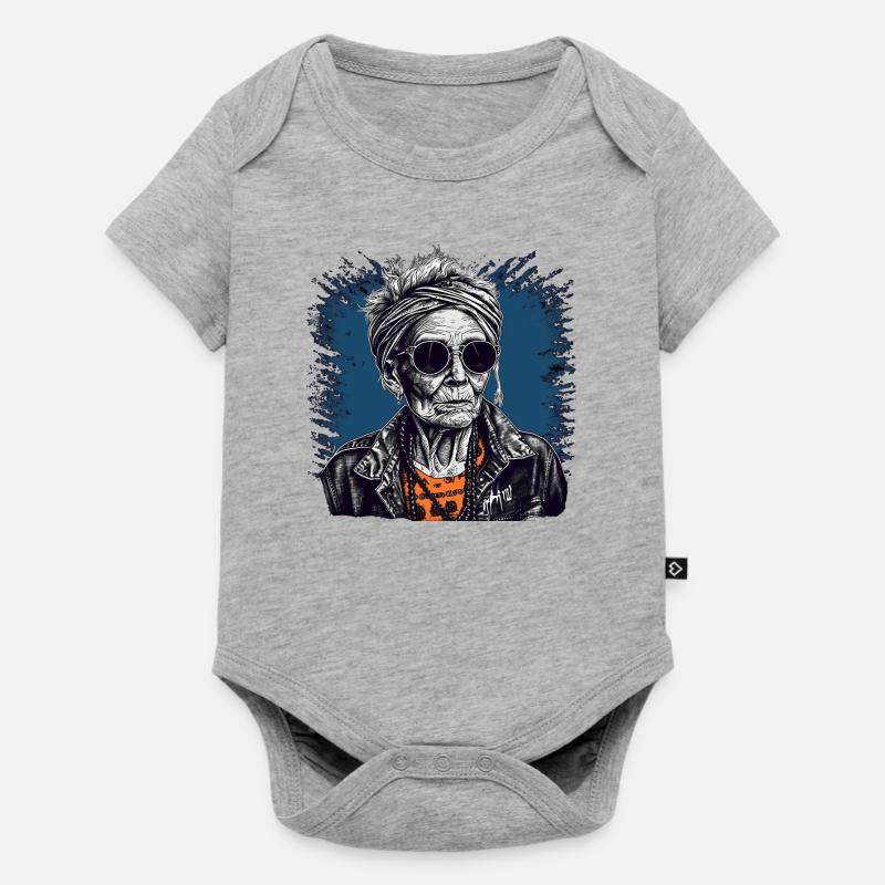 Cool Old Punker Lady - Best Ager - Body à manches courtes Premium Bébé - gris chiné