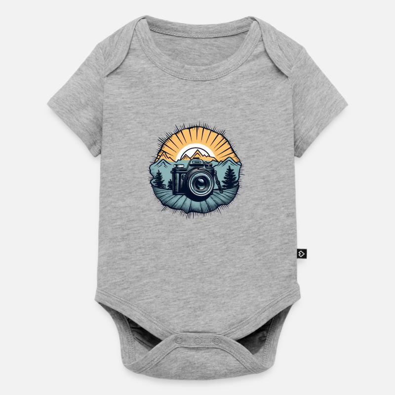 Logo de caméra rétro cool - Body à manches courtes Premium Bébé - gris chiné