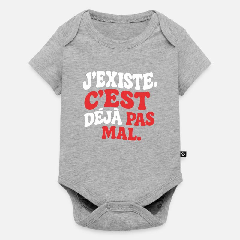 J’existe C’est déjà pas mal drôle rétro Humour - Body à manches courtes Premium Bébé - gris chiné