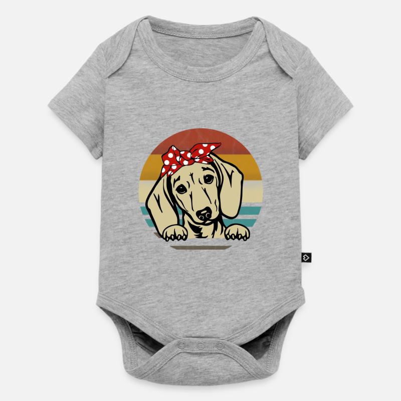 Teckel Race Teckel Teckel 70s 80s rétro - Body à manches courtes Premium Bébé - gris chiné