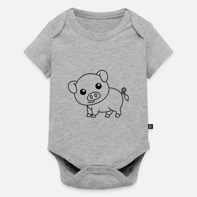 Cochon Comic Animal - Body à manches courtes Premium Bébé - gris chiné