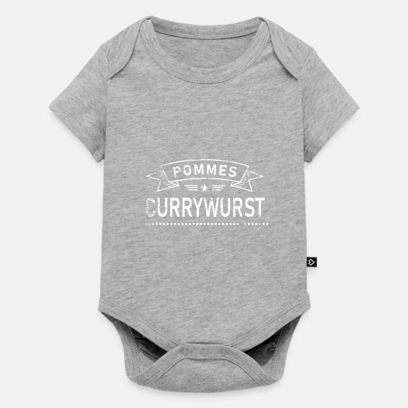 Pommes Currywurst - Baby Premium Kurzarmbody - Grau meliert