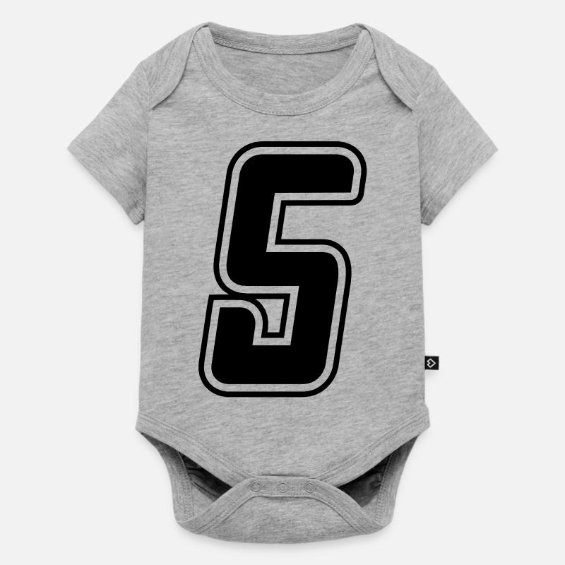 Numéro 5 - Body à manches courtes Premium Bébé - gris chiné