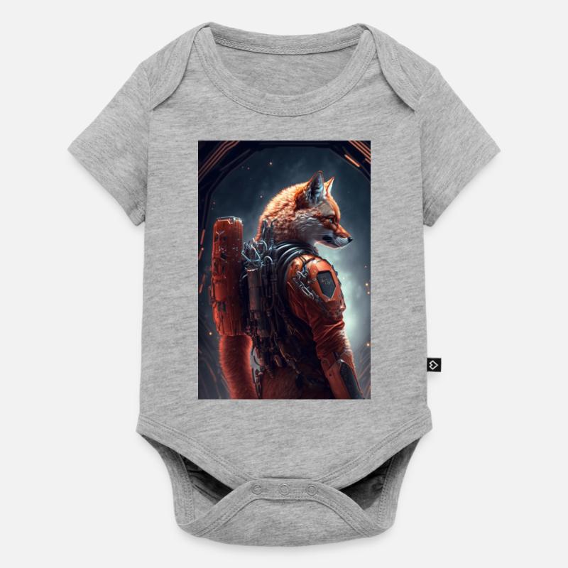 Renard dans l’espace - Body à manches courtes Premium Bébé - gris chiné