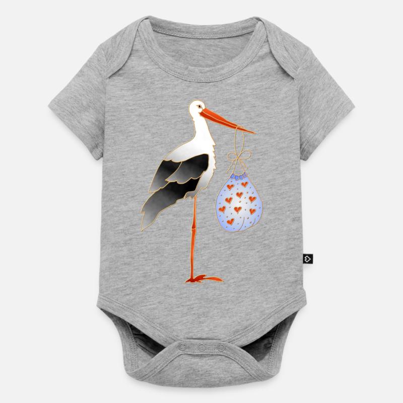 Oiseau cigogne - Body à manches courtes Premium Bébé - gris chiné