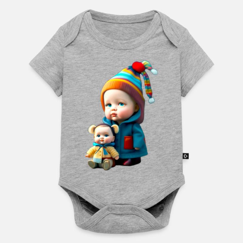 Poupées - Body à manches courtes Premium Bébé - gris chiné