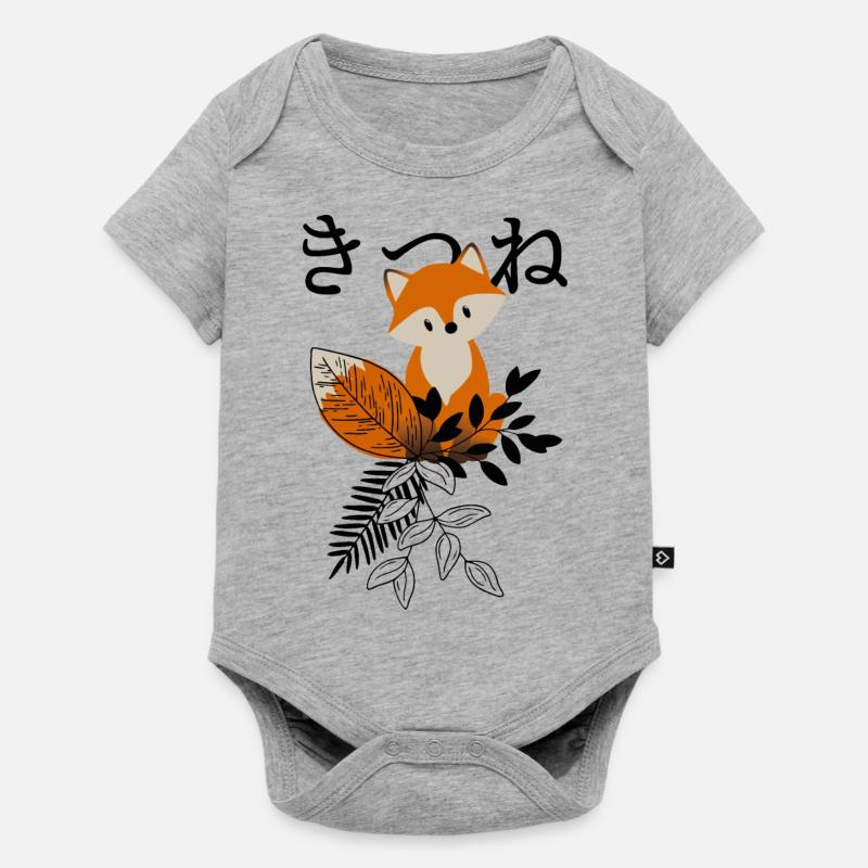 Chibi Fox Kitsune - Body à manches courtes Premium Bébé - gris chiné