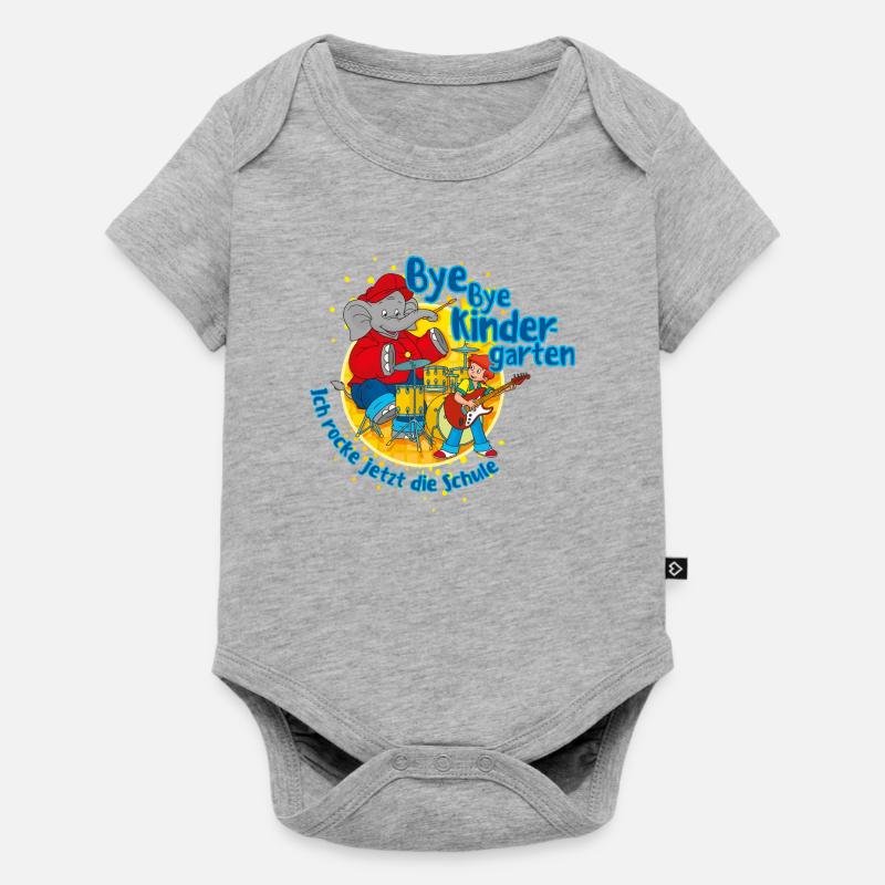 Benjamin Blümchen Bye Bye Kindergarten - Baby Premium Kurzarmbody - Grau meliert