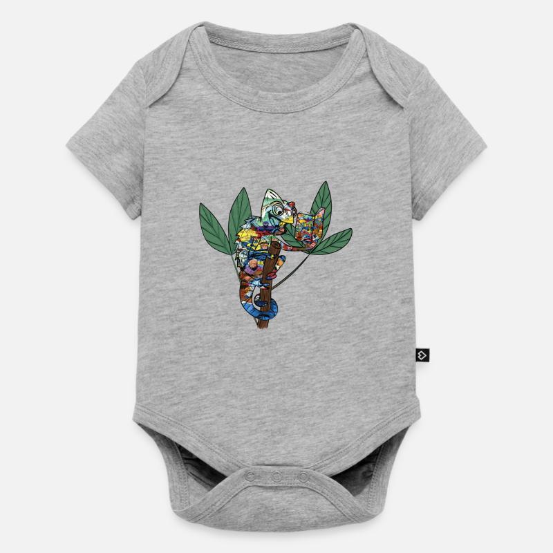 Caméléon cool avec bande dessinée - Body à manches courtes Premium Bébé - gris chiné