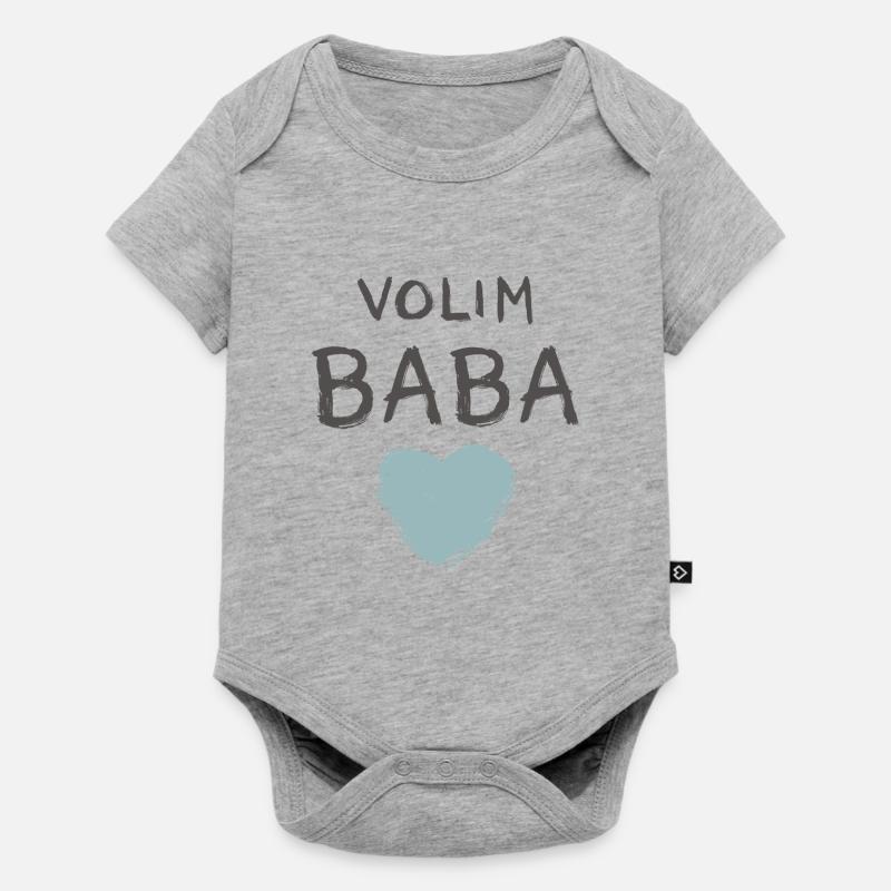 Volim Baba bleu denté - Body à manches courtes Premium Bébé - gris chiné