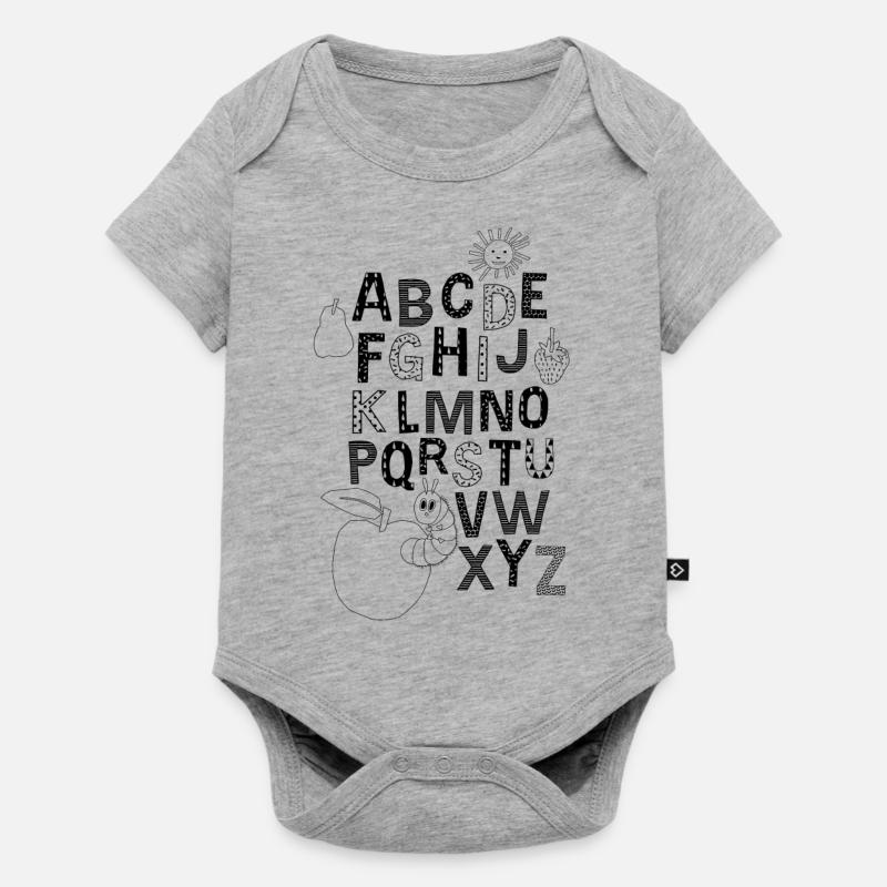 Il piccolo bruco Nimmersatt ABC Impara - Body Premium a maniche corte per neonati - grigio melange