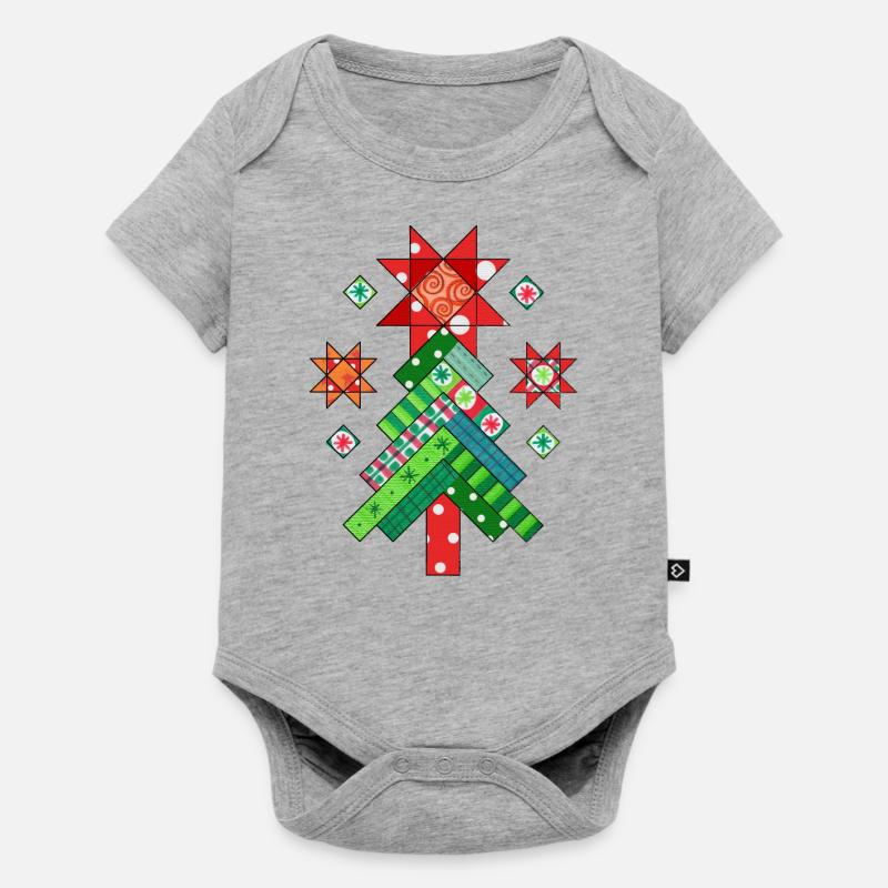 Weihnachtsbaum Quilt Patchwork Ugly Christmas - Baby Premium Kurzarmbody - Grau meliert