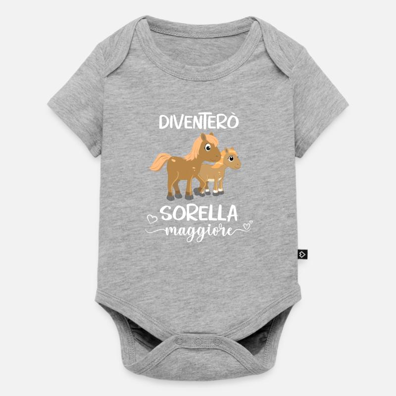 Diventerò Sorella Maggiore Cavallo Annuncio Pony - Body Premium a maniche corte per neonati  - grigio melange