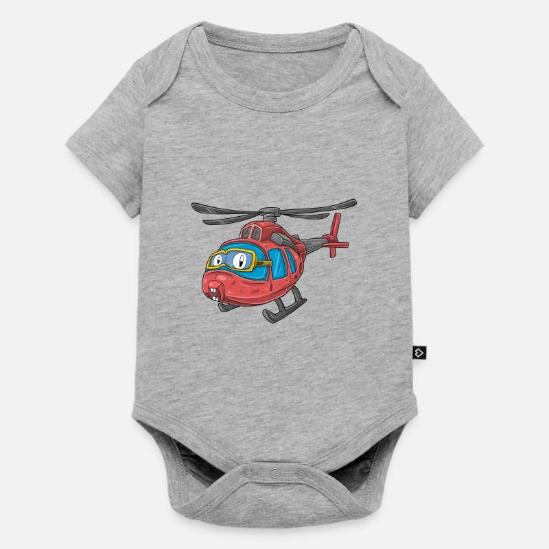 Hélicoptère avec visage - Body à manches courtes Premium Bébé - gris chiné
