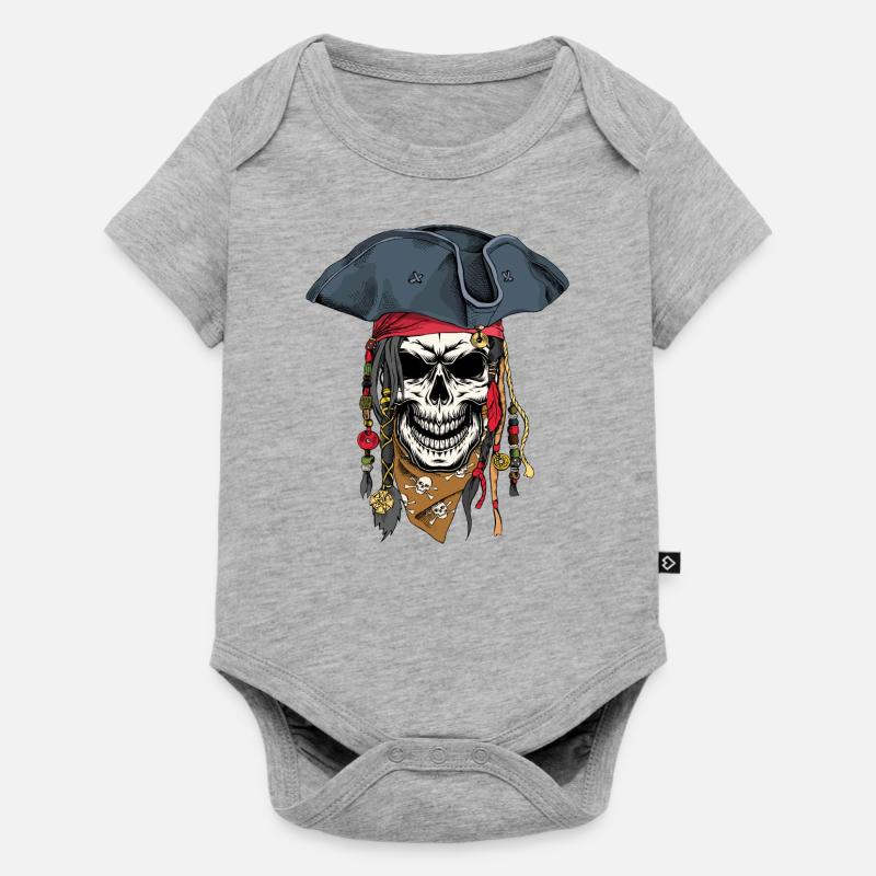 Crâne de pirate - Body à manches courtes Premium Bébé - gris chiné