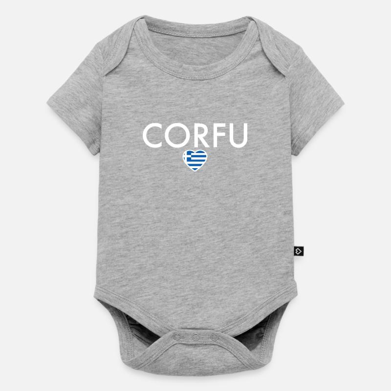 Corfou Grèce Drapeau grec Grec - Body à manches courtes Premium Bébé - gris chiné