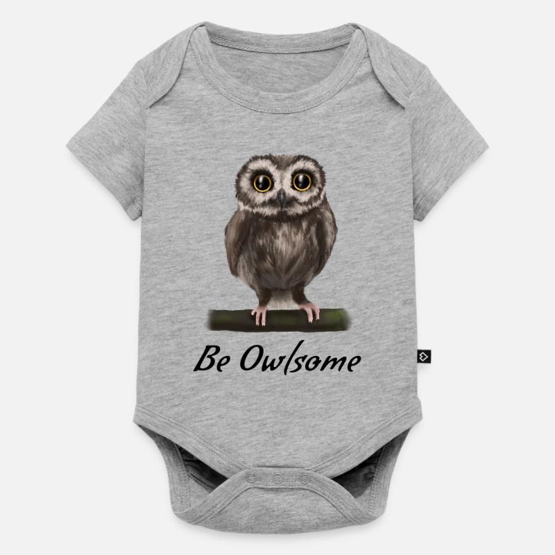 Uhu Eule - besome (awesome) - Baby Premium Kurzarmbody - Grau meliert