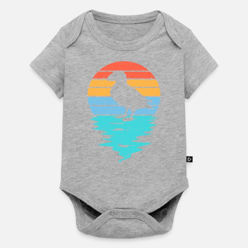 Silhouette de macareux coupée en mer - Body à manches courtes Premium Bébé - gris chiné