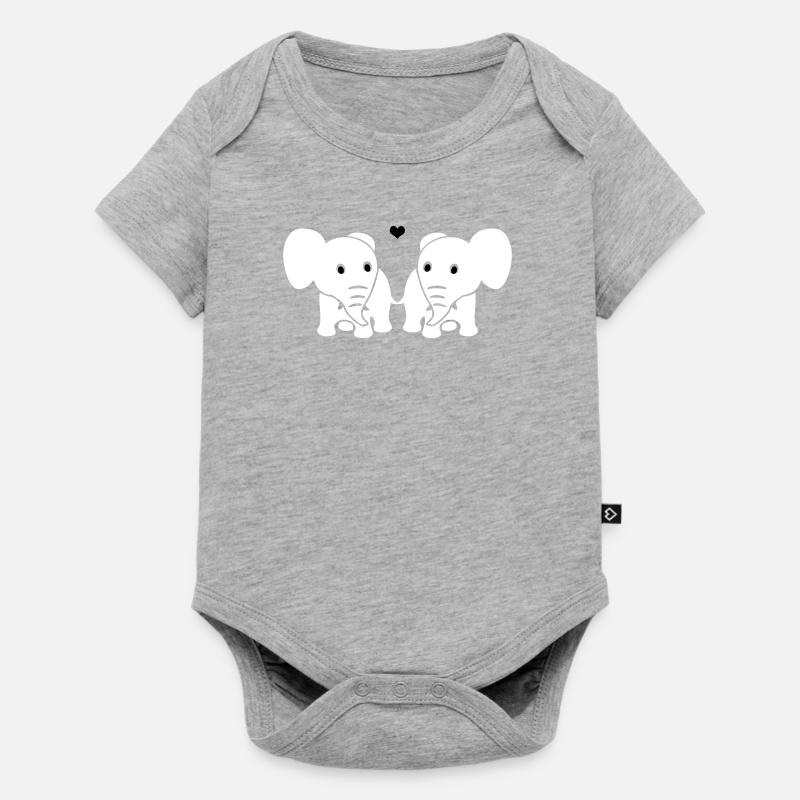 Les éléphants dans l'amour - Body à manches courtes Premium Bébé - gris chiné