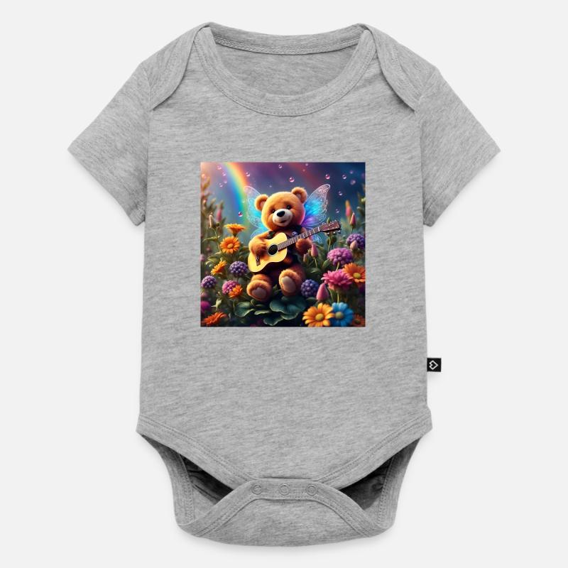 Teddybär singt dir ein Lied - Baby Premium Kurzarmbody - Grau meliert