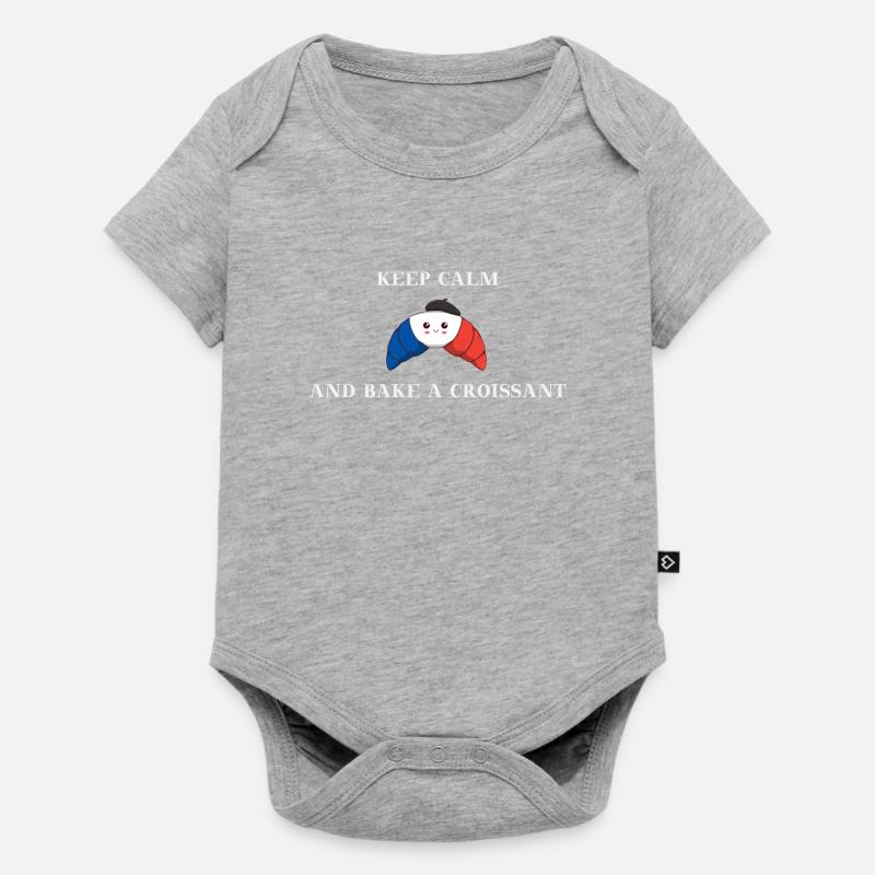Keep calm and bake a croissant Geschenkidee - Baby Premium Kurzarmbody - Grau meliert