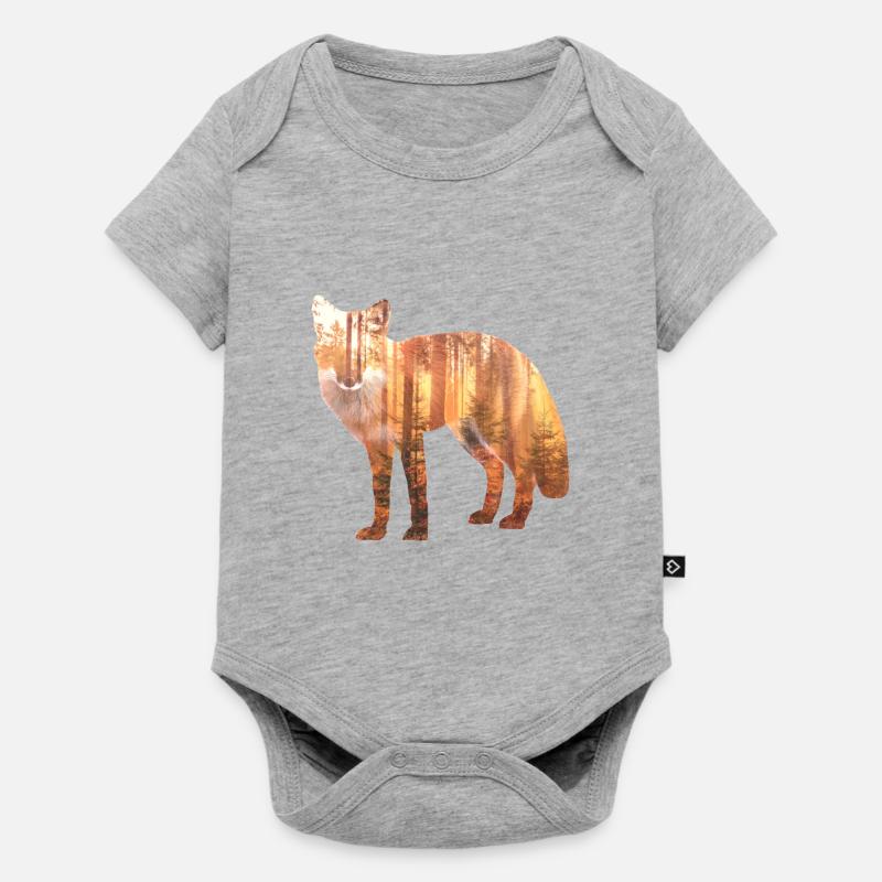 Fuchs Wald Geschenk Geschenkidee - Baby Premium Kurzarmbody - Grau meliert
