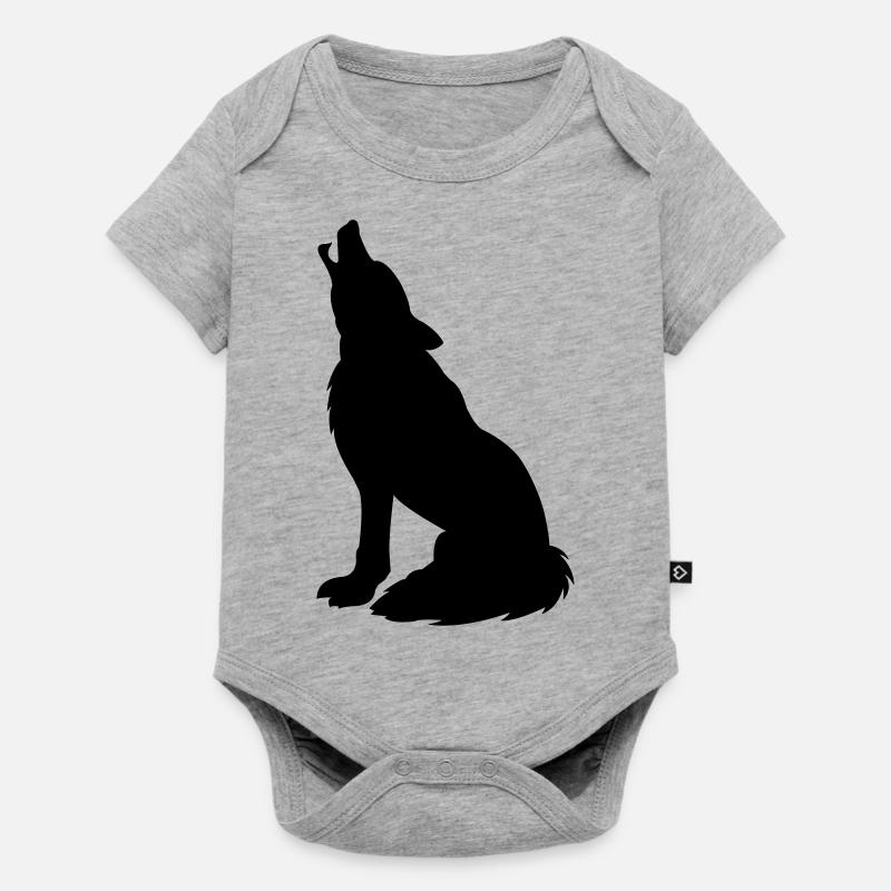 wolf_01 - Baby Premium short-sleeve bodysuit - heather grey