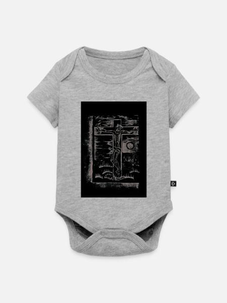Expressionist_Crucifixion_Woodcut_Art - Baby Premium Kurzarmbody - Grau meliert