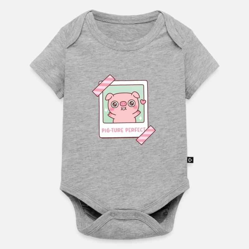 Mignon Cochon Cochon-ture Image Parfaite Photo Jeu de mots - Body à manches courtes Premium Bébé - gris chiné