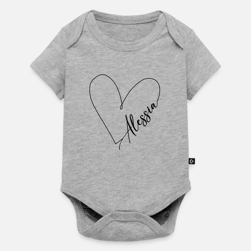 Alessia Nome Linea Cuore - Body Premium a maniche corte per neonati  - grigio melange