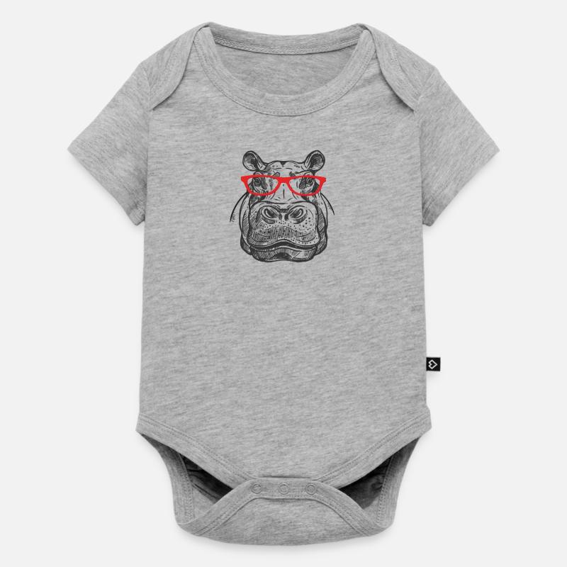 Hippopotame - Body à manches courtes Premium Bébé - gris chiné