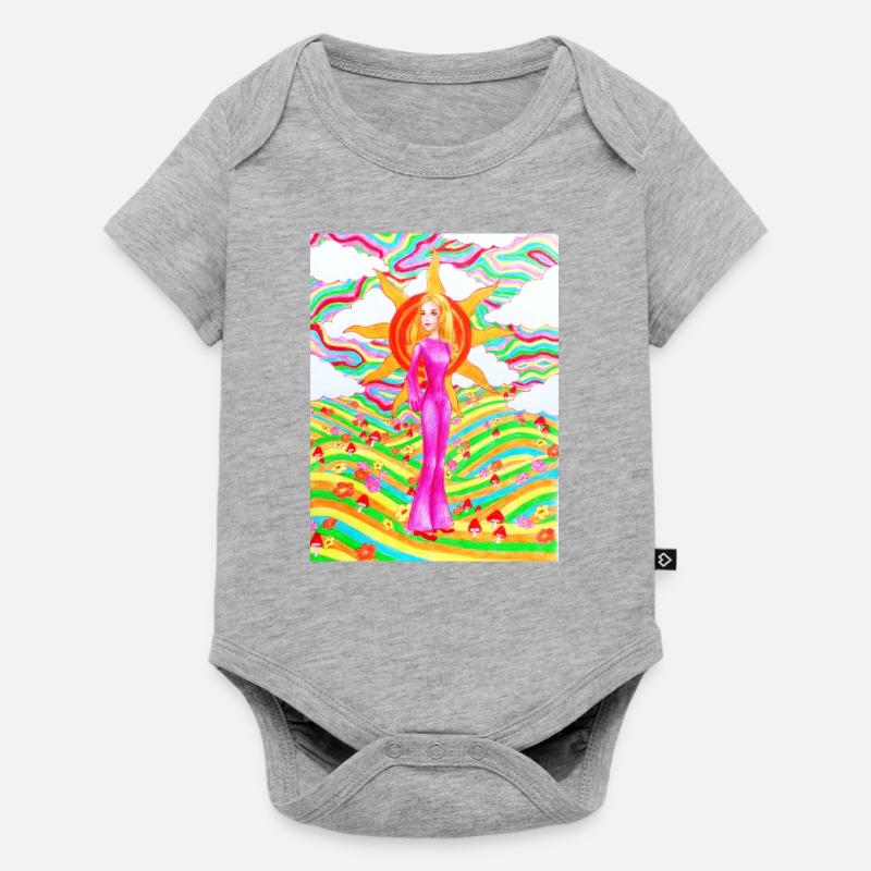 Lever de soleil psychédélique - Body à manches courtes Premium Bébé - gris chiné