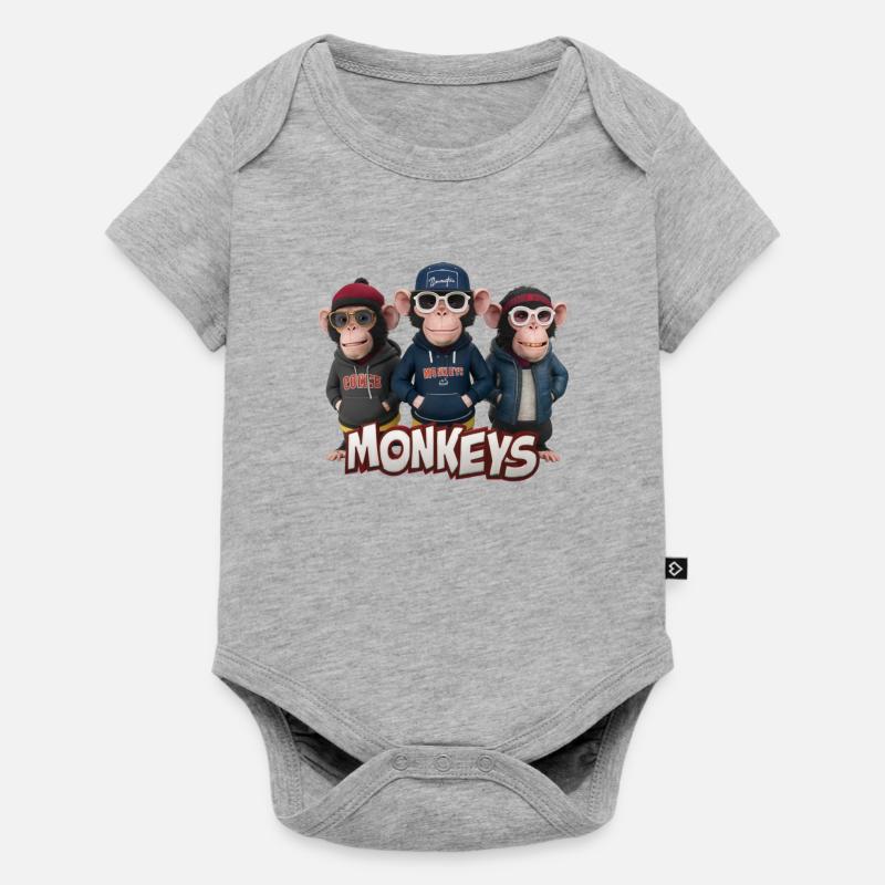Monkeys 4 - Body à manches courtes Premium Bébé - gris chiné
