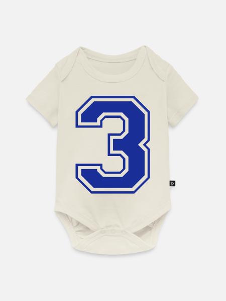 3 - Nummer - Zahl - Baby Premium Kurzarmbody - Naturweiß