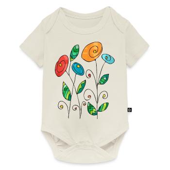 Blumen - Baby Premium Kurzarmbody - Naturweiß - Vorne