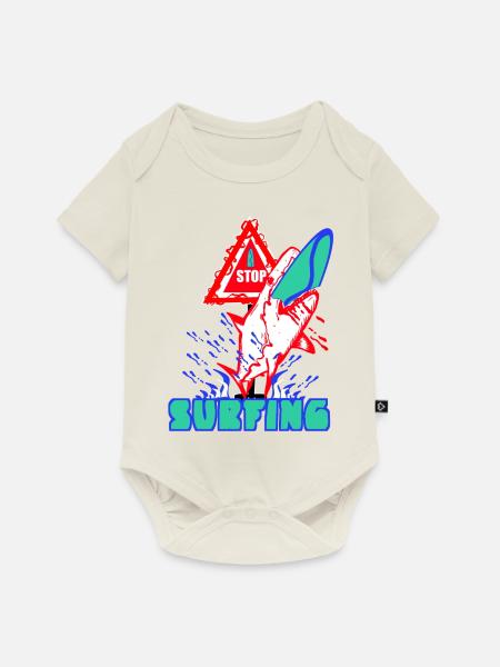 Stop - Surfing - Baby Premium Kurzarmbody - Naturweiß