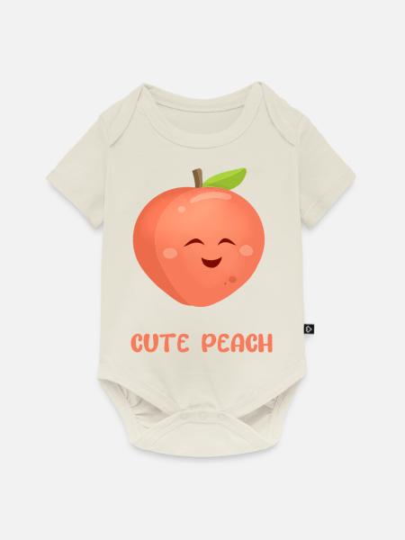 Süßer Pfirsich - Baby Premium Kurzarmbody - Naturweiß