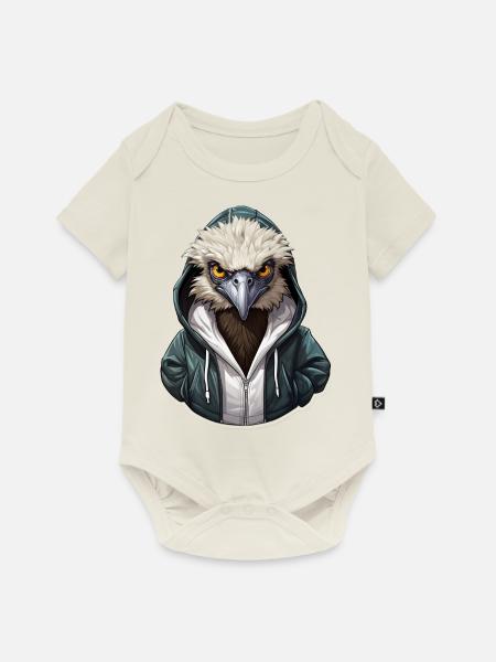 Cooler Emu in Freizeitkleidung - Baby Premium Kurzarmbody - Naturweiß
