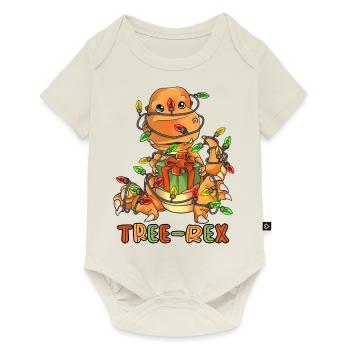 Christmas Tree Rex - niedlich Dino in Lichterkette - Baby Premium Kurzarmbody - Naturweiß - Vorne