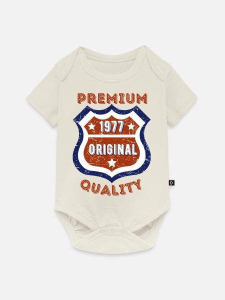 Premium-Qualität 1977 - Baby Premium Kurzarmbody - Naturweiß
