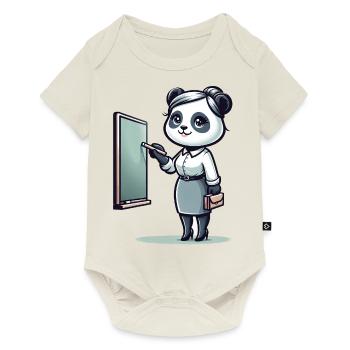 Cute Panda Teacher - Baby Premium Kurzarmbody - Naturweiß - Vorne