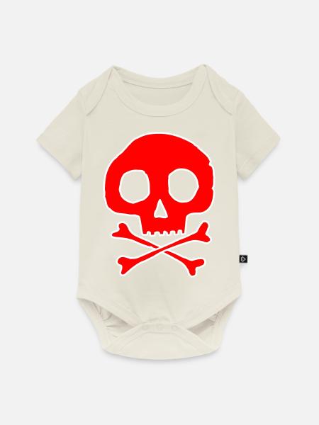 Schädel und Knochen - Baby Premium Kurzarmbody - Naturweiß