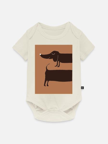 dackelhund bei nacht - Baby Premium Kurzarmbody - Naturweiß