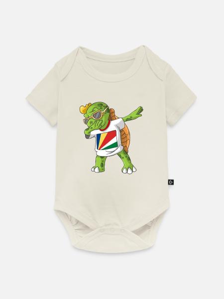 Seychellen Dabbing Schildkröte - Baby Premium Kurzarmbody - Naturweiß